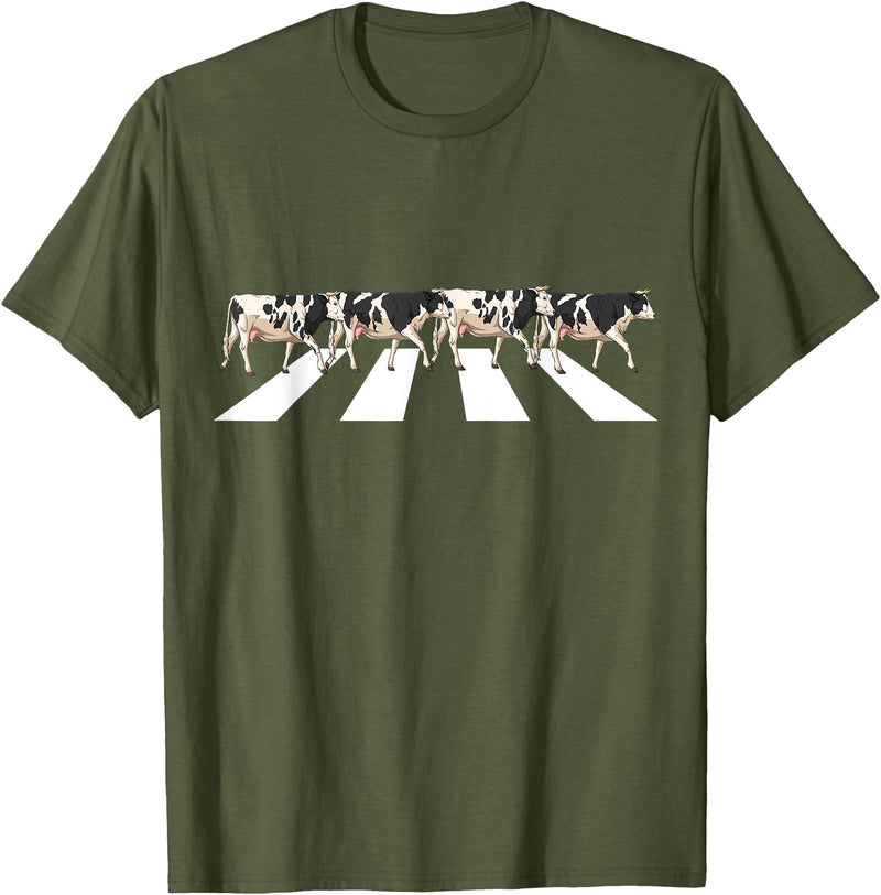 Funny Cow Shirt Women Men Girls Kids Boys Gifts Funny Crosswalk Cows Farming farm Cow Girl Boy Women Men Kid T-Shirt - Olive
