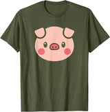 SHIRTSIDE PIG Pig Face Shirt Gift For Pig Lover T-Shirt - Olive Green