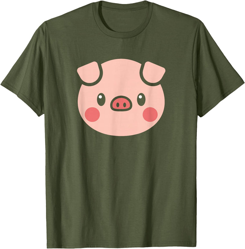 SHIRTSIDE PIG Pig Face Shirt Gift For Pig Lover T-Shirt - Olive Green