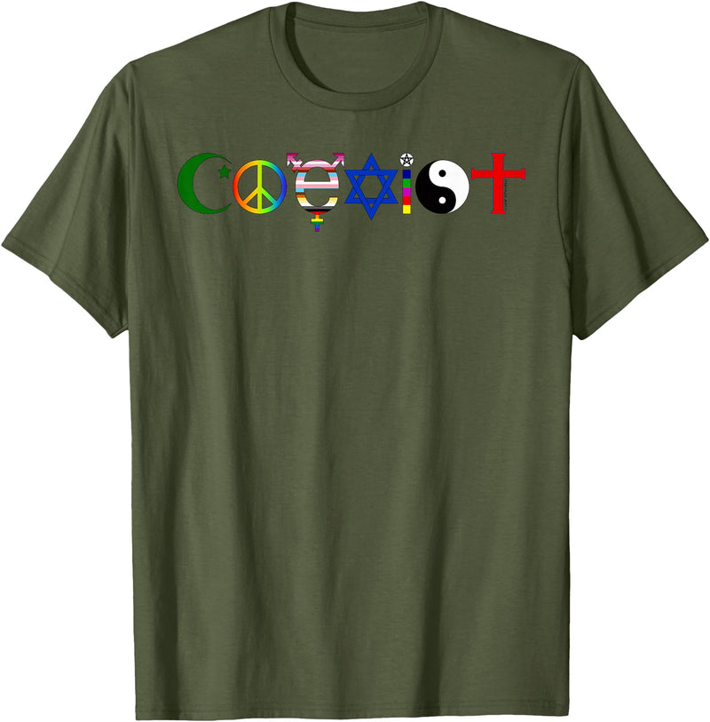 Bear In The Cloud Coexist T-Shirt - Olive Green