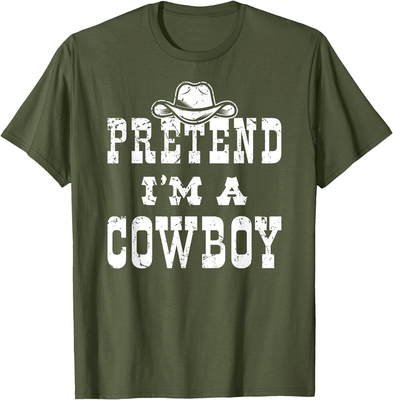 Cowboy Kid Costume Cowboy Shirts For Halloween Pretend I'm A Cowboy Teen Funny Cowboy Kid Costume Halloween T-Shirt - Olive