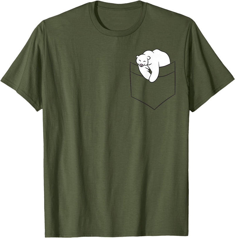 Cute Polar Bear Gifts And Tees Polar Bear in Bag Cute Polar Bear Children Baby Polar Bear T-Shirt - Olive Green