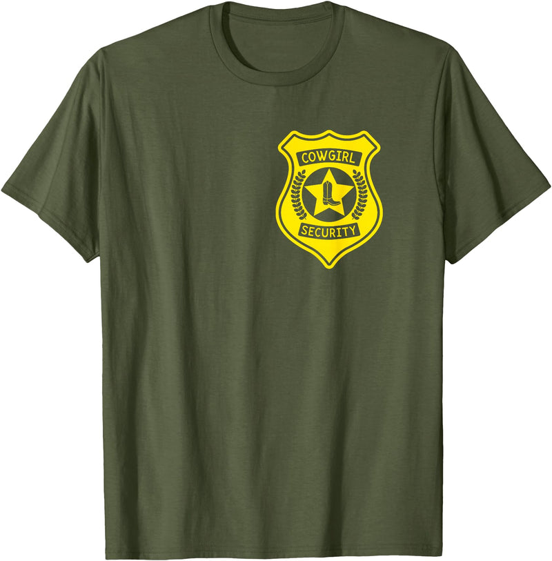 Cowgirl Security Badge Halloween Costume For Dad T-Shirt - Olive Green