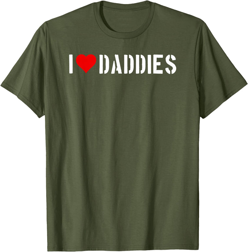 Bear Daddy I Heart (love) Daddies Funny Gay Adult Humor Cute Older Men T-Shirt - Olive Green