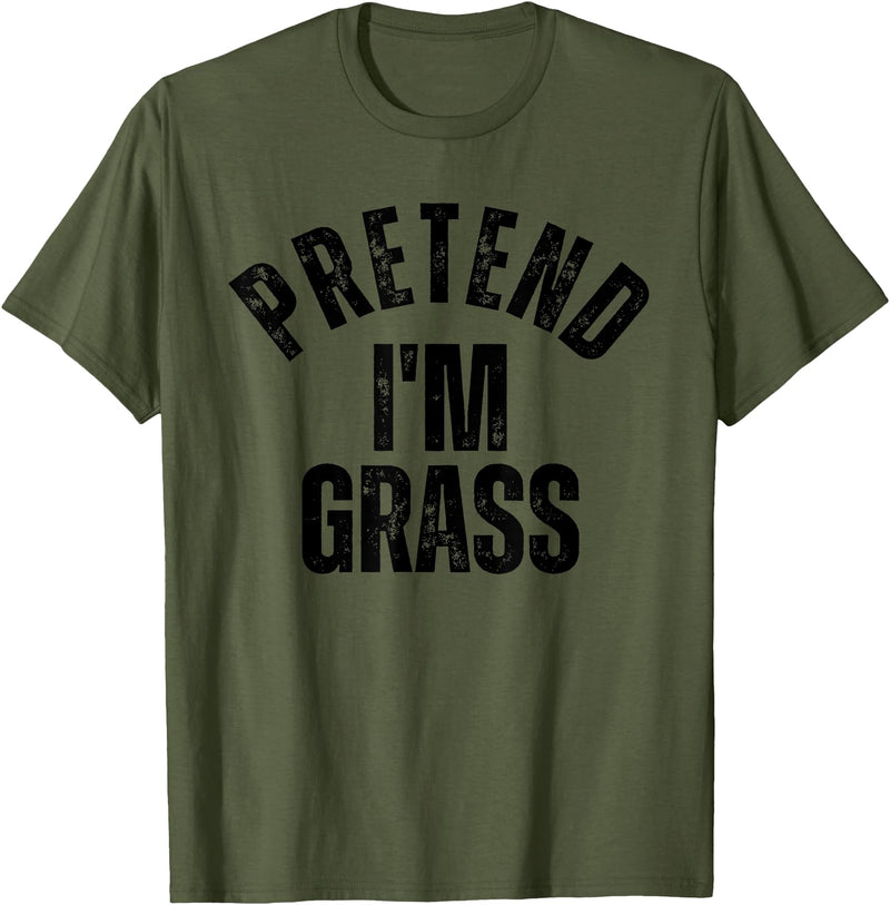 Halloween Mega Warehouse Pretend I'm Grass Funny Matching Couples Halloween T-Shirt - Olive Green