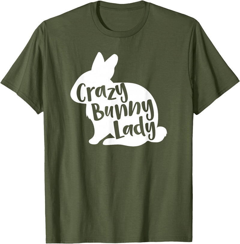 Crazy Bunny Lady - Funny Rabbit Lover T-Shirt in Olive Green