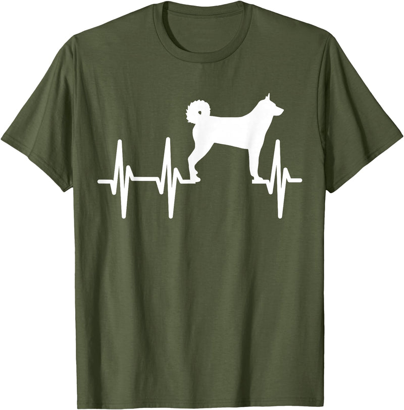 Hundekarelische Bärn-Liebhaber-Geschenke Karelian Bear Heartbeat Dog Mum Dad Pet Gift T-Shirt - Olive Green