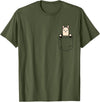 Llama Lover Designs by T&T Llama Lovers Cute Funny Llama in Pocket T-Shirt - Olive Green