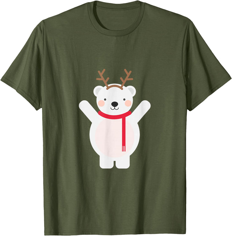 Ugly Sweater Designs Christmas Polar Bear T-Shirt - Olive Green