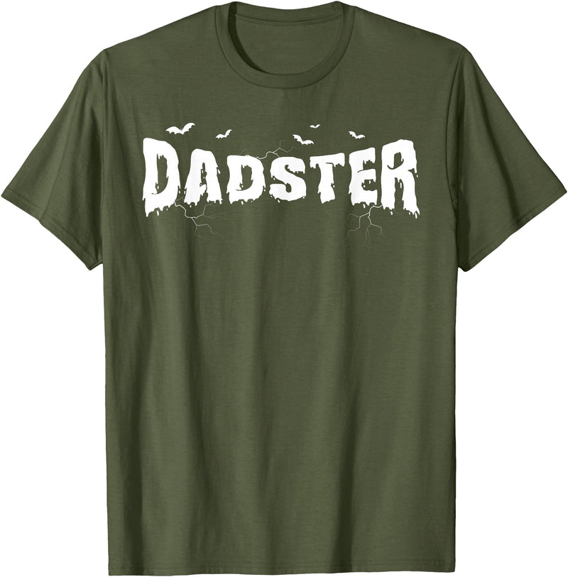 Dadster Matching Family Mom Dad Halloween Party Retro Vintage Dadster Couple Matching Family Mom Halloween T-Shirt - Olive