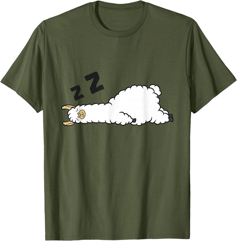 Sleeping Animals Tees And Gifts Llama Sleeping Tired Llama Napping Llama T-Shirt - Olive Green