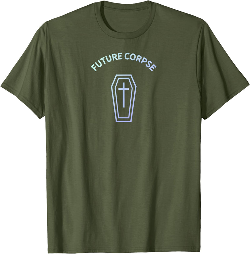 Pastel Goth Apparel Future Corpse Coffin Pastel Goth Grunge Halloween Aesthetic T-Shirt - Olive Green