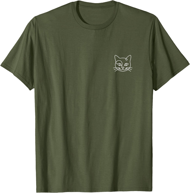 The Cat Head Apparel Co Cat Minimalist T-Shirt - Olive Green