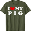 I Heart My Everything - Collection I Love My Pig T-Shirt - Olive Green