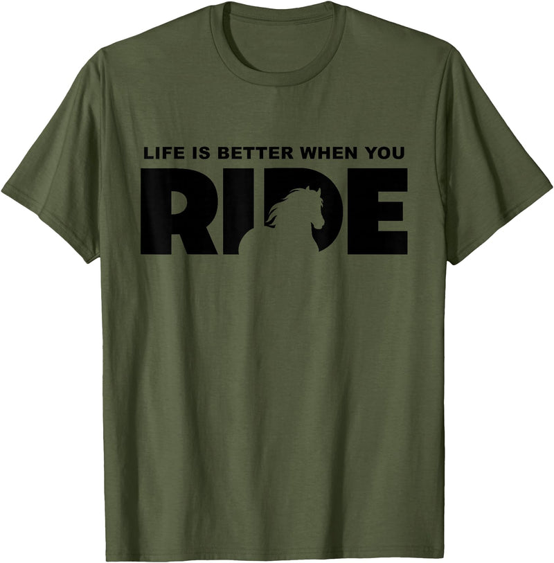 BASBO Horse Riding T-Shirt - Straight - Olive Green