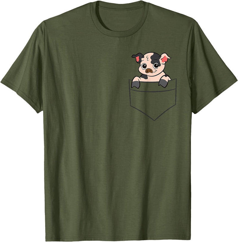Funny Kunekune Pig Lover Gifts Kunekune Pig In a Pocket Cute Pocket Kunekune Pig T-Shirt - Olive Green