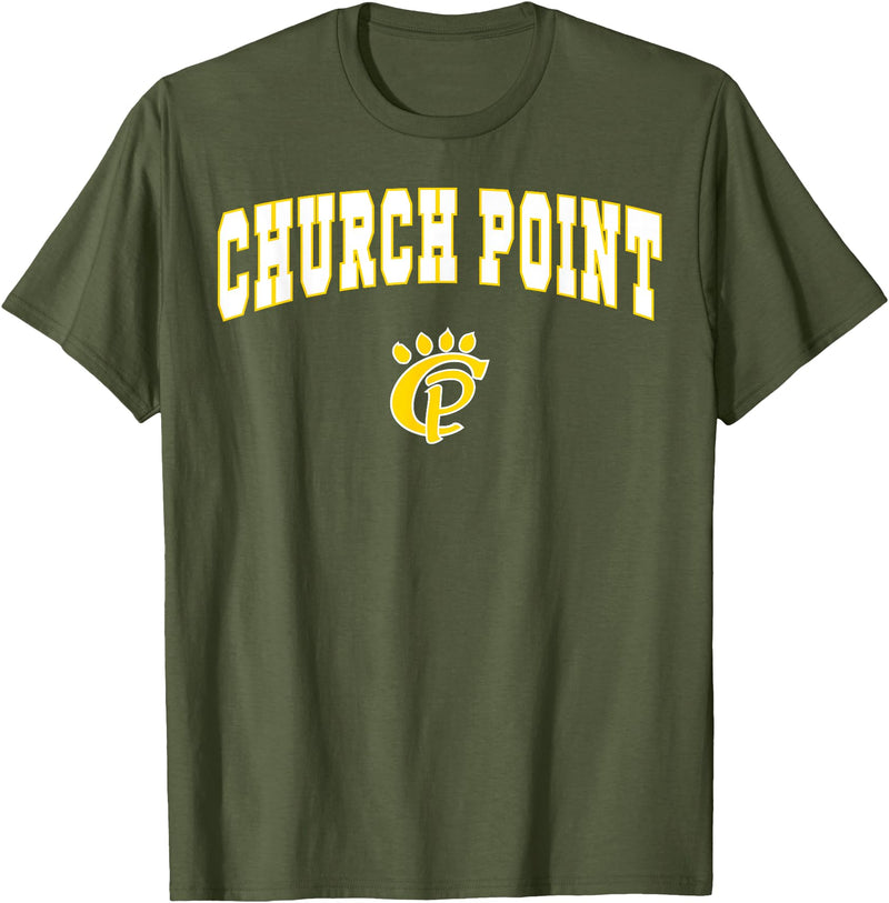 Official High School Fan Gear Church Point High School Battling Bears T-Shirt C2 T-Shirt - Olive Green