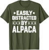 Alpaca Lover Gifts Shirt Easily Distracted By Alpaca - Funny Llama Alpaca Lover T-Shirt - Olive Green