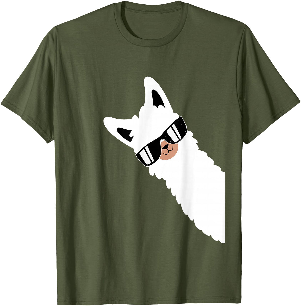 Funny Alpaca Apparel Lama Llama Alpaca with Sunglasses Lama Lover - Cool Lama T-Shirt - Olive Green