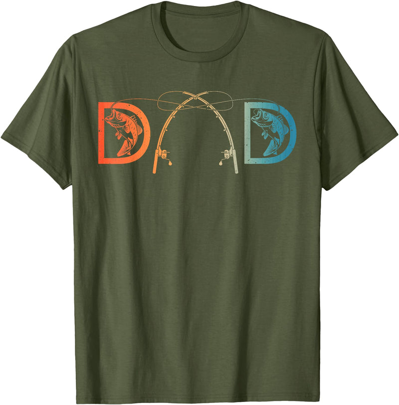 Unique Fishing Gift Fisherman Accessories & Stuff Funny Fishing Dad Art For Dad Men Father's Day Fishing Lover T-Shirt - Olive Green