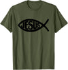 True Believing Christian Tees Jesus Fish T-Shirt - Olive Green
