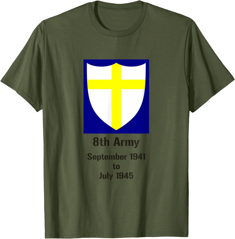Bear Cave Designs British 8th Army, WW2, Desert Rats T-Shirt - Olive Green