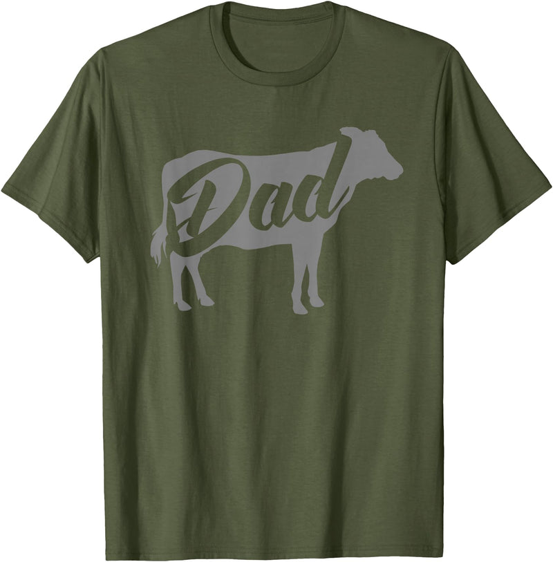 Cow Dad Apparel Daddy Cow for Dad's Who Lover Cows T-Shirt - Olive Green