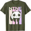Kids 9 Year Old Cute Panda Bear Birthday Decoration Party T-Shirt - Olive Green