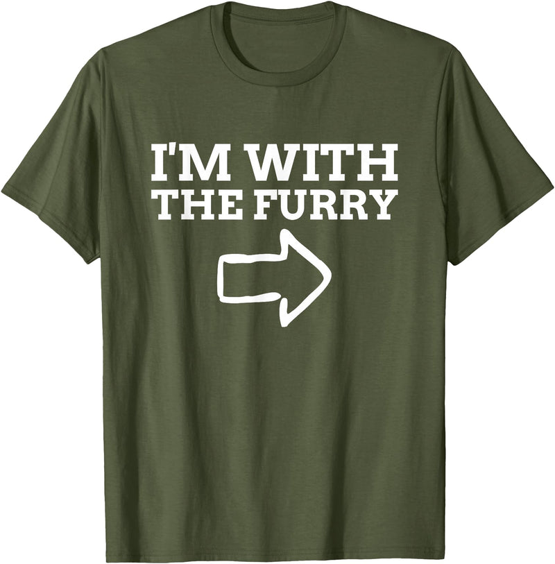 Furry Fandom Gifts I'm with The Furry T-Shirt - Olive Green