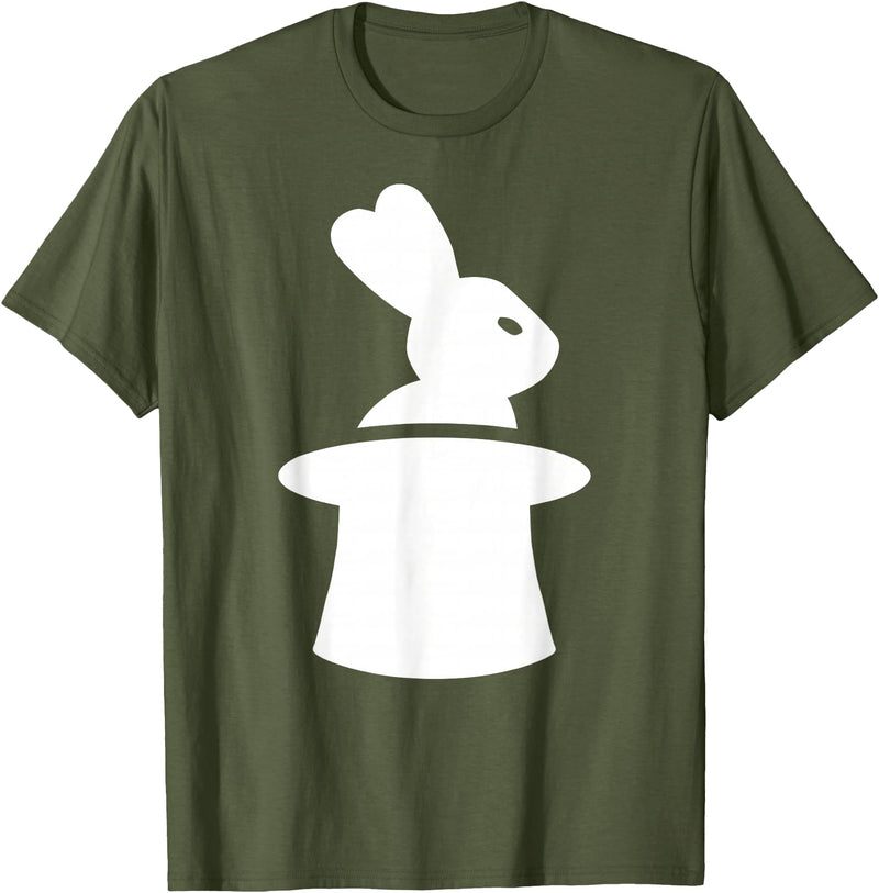 Wizard with Hat and Rabbit T-Shirt in Olive Green