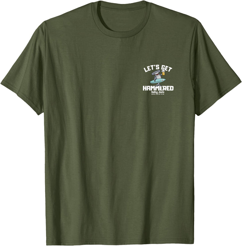 SALTY JOES Salty Joe's - Let's Get Hammered Lightweight, Graphic T-Shirt - Olive Green