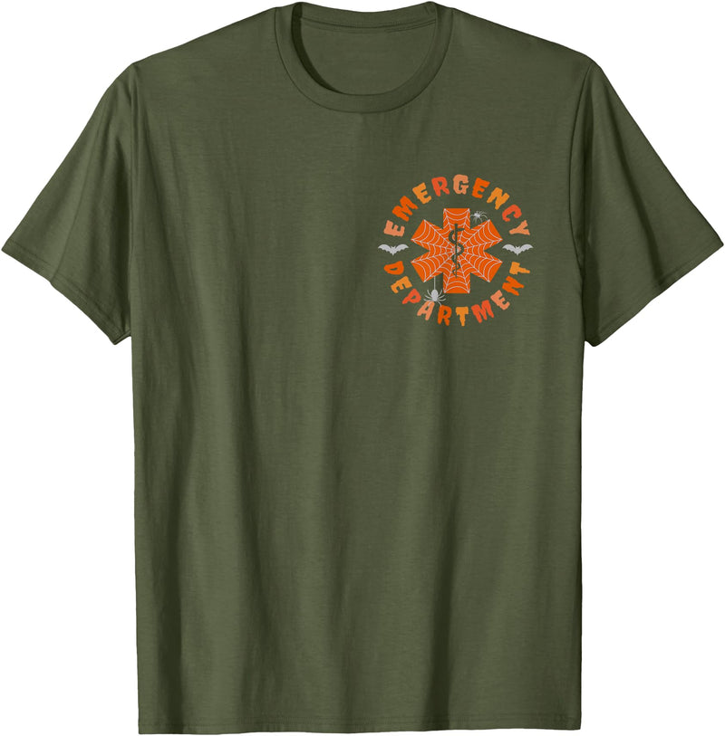 Emergency Department Halloween By AISHOPI Emergency Department Halloween Emergency Room Nursing Nurse T-Shirt - Olive Green