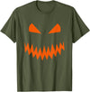 Halloween Designs. Pumpkin Jack O Lantern Scary Face Halloween Costume Graphic T-Shirt - Olive Green