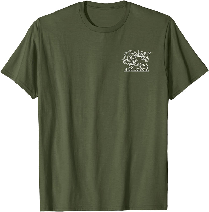 PERSIAN SYMBOLISM Persian Iran Lion and Sun Symbol T-Shirt - Olive Green