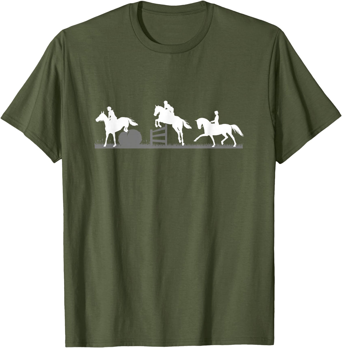 Horse Jumping and Eventing Horses Tee's Event Horses T-Shirt Horse Jumping and Dressage T-Shirt - Olive Green