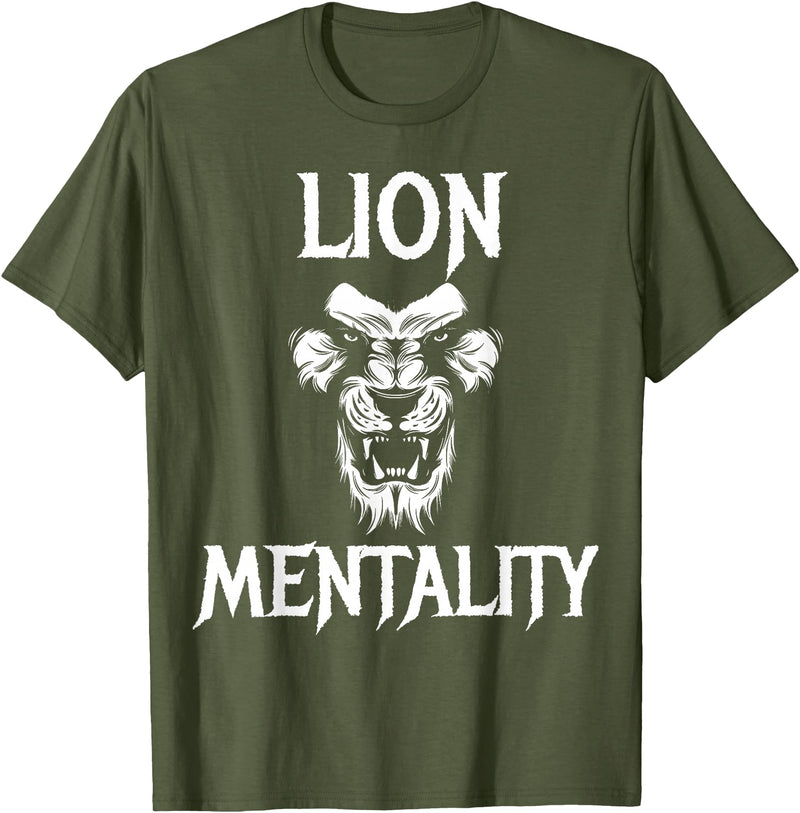 Lion Judah Shirts Animal Tees Lion Mentality Animal T-Shirt King Tees T-Shirt - Olive Green