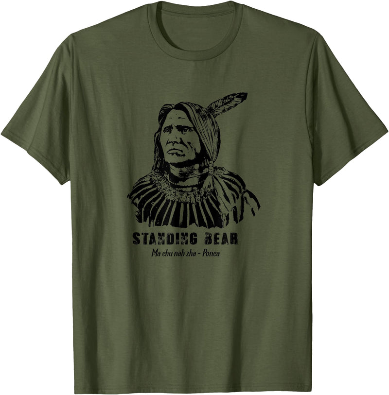 Nebraska Statue Oklahoma Court Standing Bear Ponca Tribe T-Shirt - Olive Green