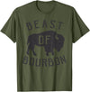 Drinking Fun designs - Big Ray Designs Beast of Bourbon Drinking Whiskey Design Bison Buffalo Party T-Shirt - Olive Green