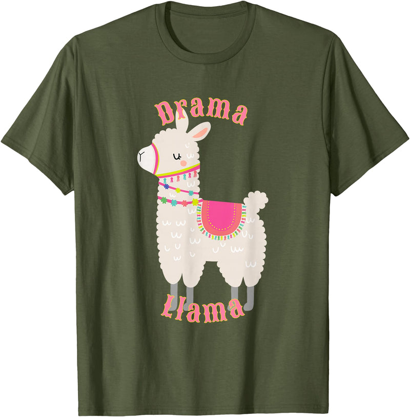 Cute Llama Shirts Drama Llama T-Shirt for Adults and Kids T-Shirt - Olive Green