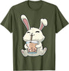 Cute Rabbit Lover Bunny Graphic T-Shirt (Olive Green) in Olive Green