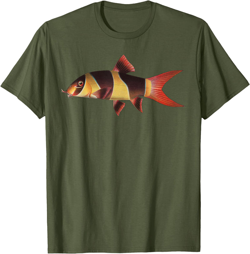 Aquarium Loach Fish Keeper Clown Loach Botia Chromobotia Aquarist T-Shirt - Olive Green