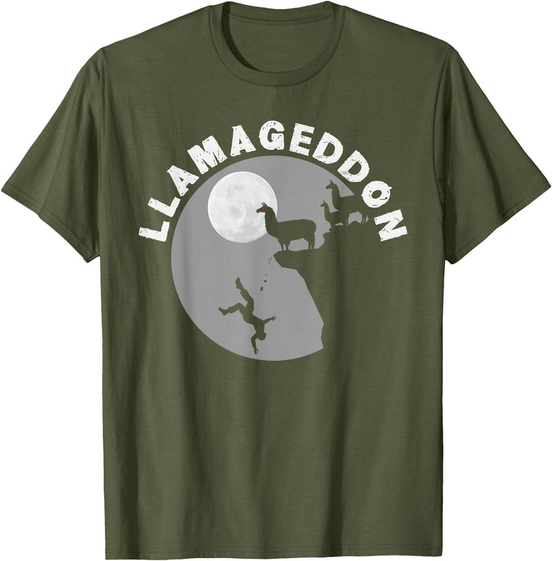 Funny Llama Tshirts for Farm Pet Animal Fans Funny Llamageddon T-Shirt for Llama Barnyard Lovers T-Shirt - Olive Green