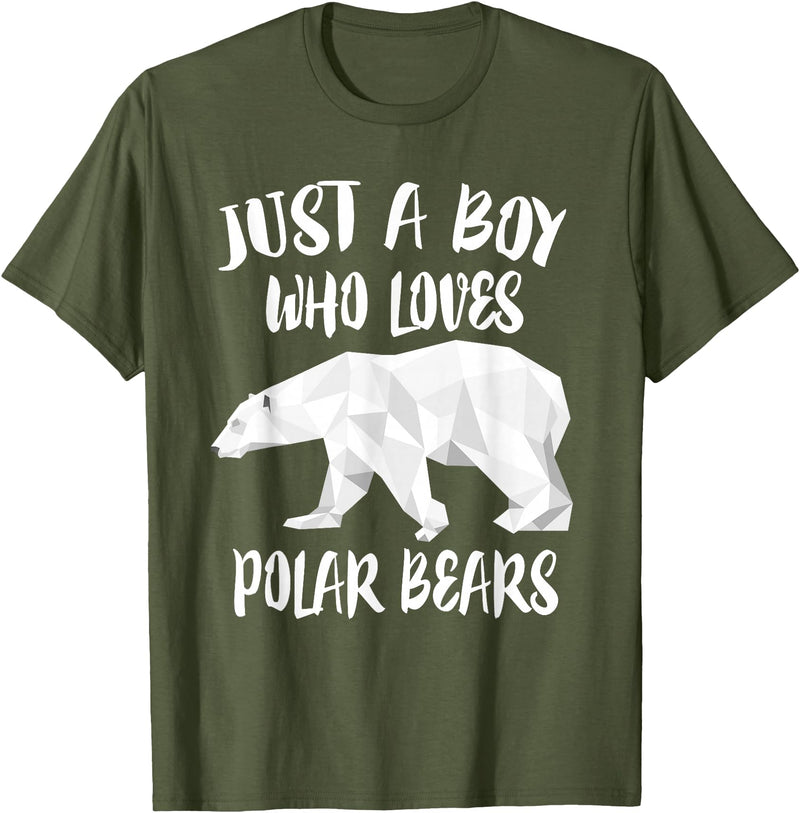 Polar Bear Lover Gift Just A Boy Who Loves Polar Bears T-Shirt Bear Lover Gift T-Shirt - Olive Green