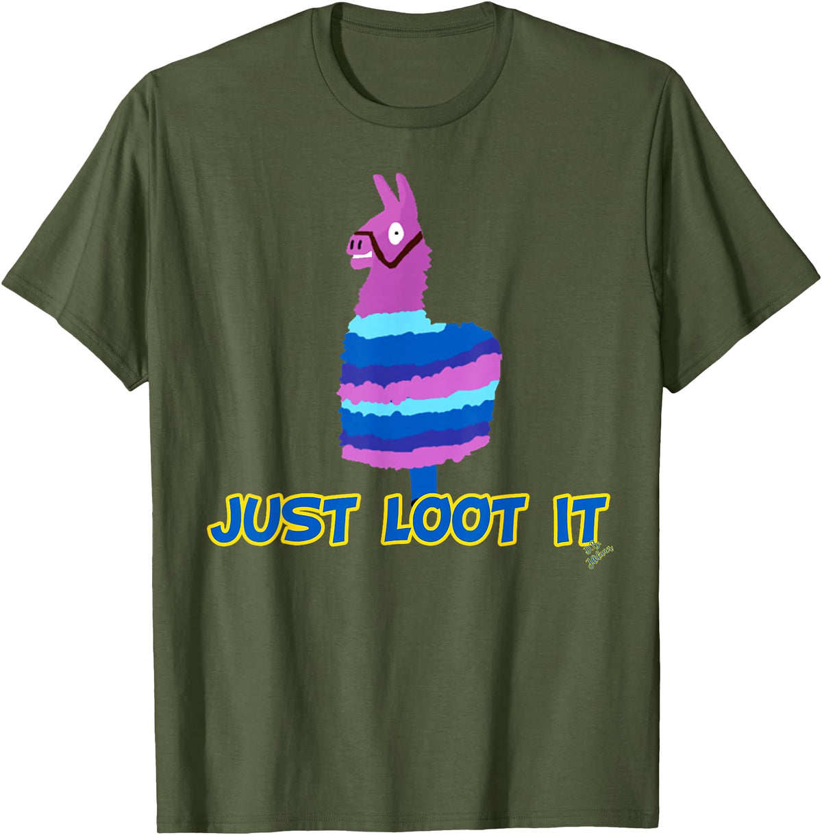 gamer shirts by jean olivier Funny llama outfit gamer outfit just loot it T-Shirt - Olive Green