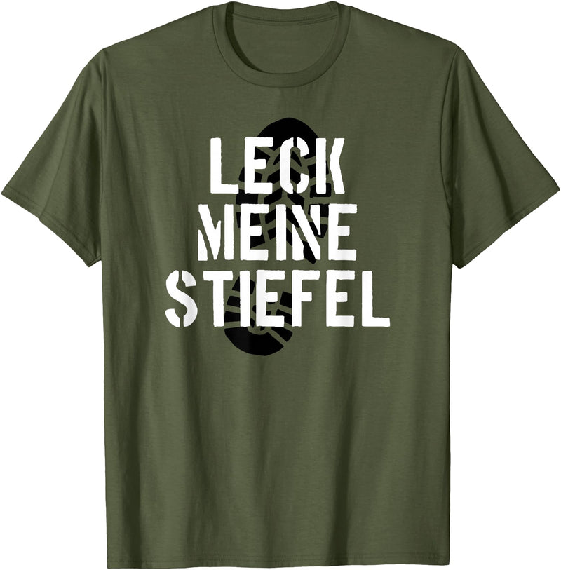 Bear Daddy Leck Meine Stiefel Lick My Boots German Gay Leather T-Shirt T-Shirt - Olive Green
