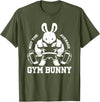 Easter Day Gym Bunny Rabbit Weightlifting Deadlift Fitness T-Shirt in Olive Green