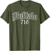 Buffalo NY by Kruzelly Vintage Buffalo New York 716 T-Shirt - Olive Green