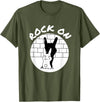 Funny Rock on Bunny Rabbit Shadow Puppet Rock N Roll Hand T-Shirt in Olive Green