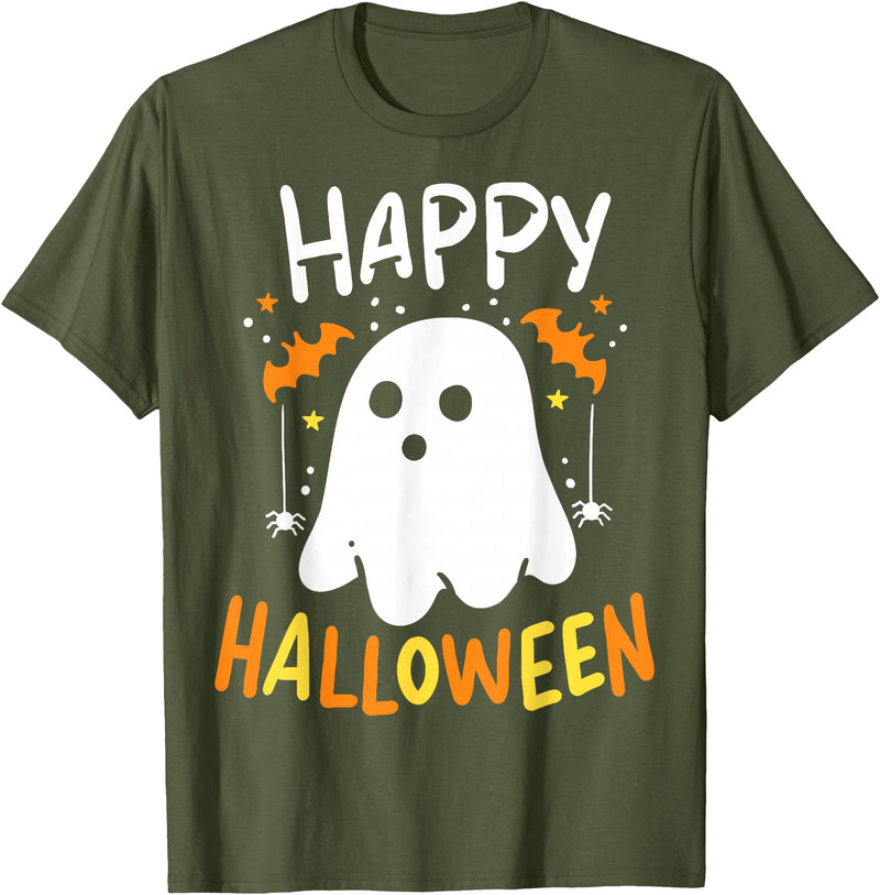 Happy Halloween Trick Or Treat Halloween Ghost T-Shirt - Olive Green