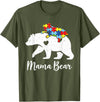 Autism Awareness shirts for Men Women Boys Kids Mama Mom Bear Puzzle Autism Awareness Mother Autistic Womens T-Shirt - Olive Green